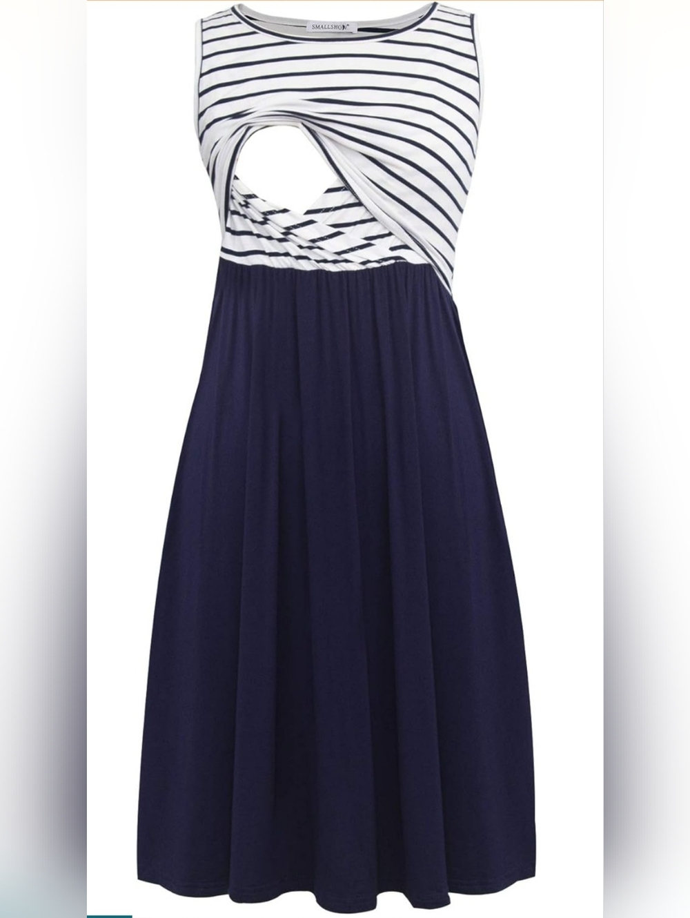 Elegant Striped Navy and White Dress